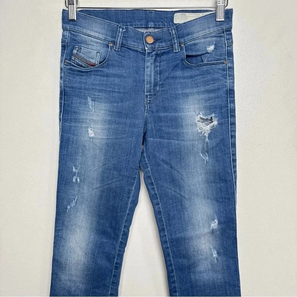 Diesel Womens 27 Regular Slim Straight Leg Distressed Jeans - Picture 2 of 16
